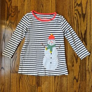 Mini Boden striped snowman holiday dress size 5-6Y